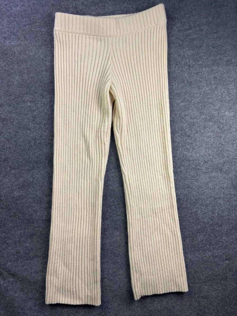 Rhythm Sweatpants Womens 10 Beige Ribbed Knit Elastic Waist Wool Blend Pull On
